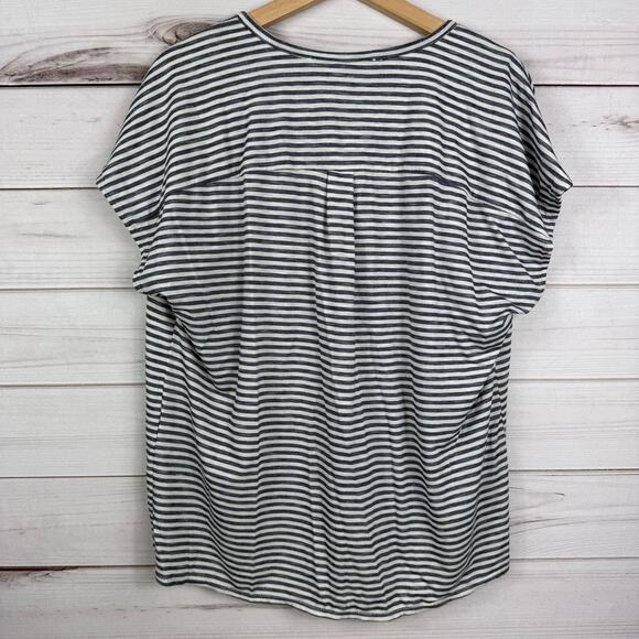 Max Studio Button Down Tie Knot Short‎ Sleeve Blouse Striped Womens L - Picture 5 of 7